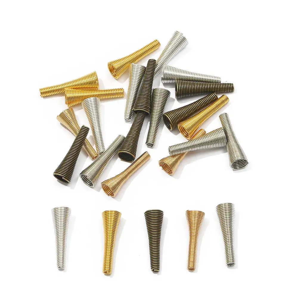 10pcs Metal Spring Funnel Shaped Spacer Beads Caps DIY Beading Supplies Cone Spring Coil End caps For Jewelry Making Accessories