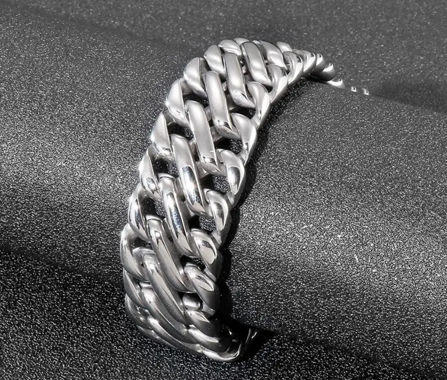 26mm 9 inch Men's Bracelet Keel Titanium Steel High Polished Link Chain Bracelet Casting Jewelry Great Gifts For Mens