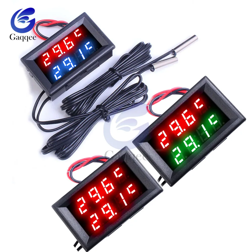 DC 4V-28V Mini Dual Display Digital Temperature Controller Temperature Sensor Thermometer Tester control +Waterproof NTC Probe