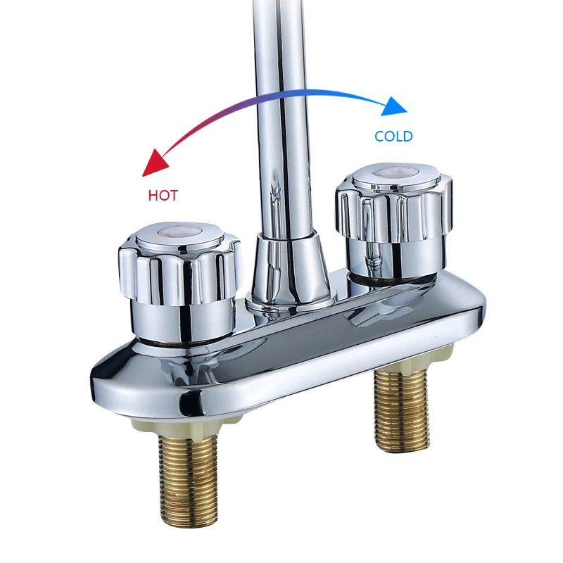 Keuken Kraan 360 Graden Draaibare Wastafel Kraan Koud En Warm Water Mengkraan Dubbele Handvat Dual Gat Wastafel Kraan badrandcombinaties