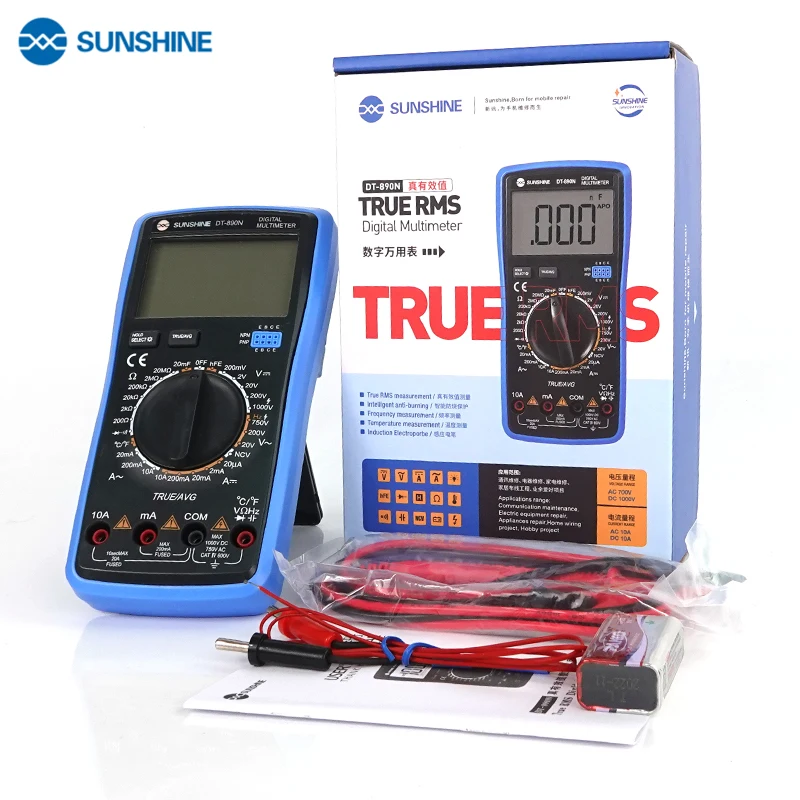 

SUNSHINE DT-890N Digital Multimeter Transistor Capacitor Tester AC/DC Voltage and Current Resistance Measuremen Meter Tester