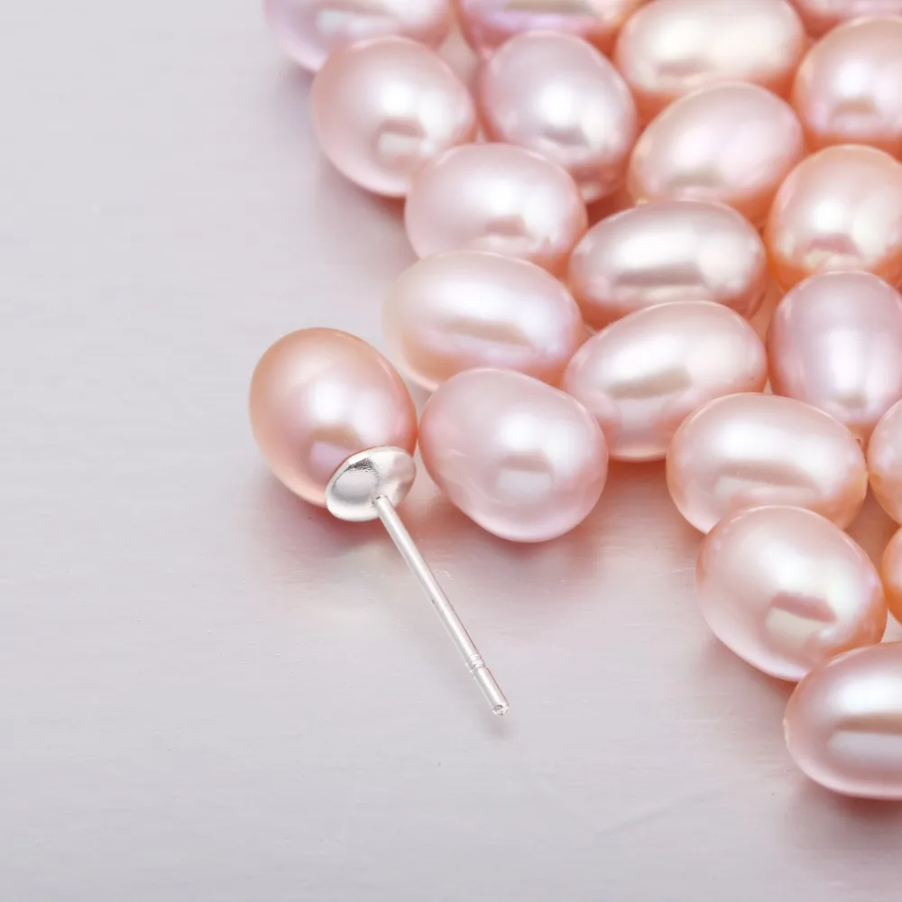 10 pieces 100% Natural Pearl Half Hole Cultured Freshwater White Rice Pearl Beads Half-drilled Hole 6-7 mm