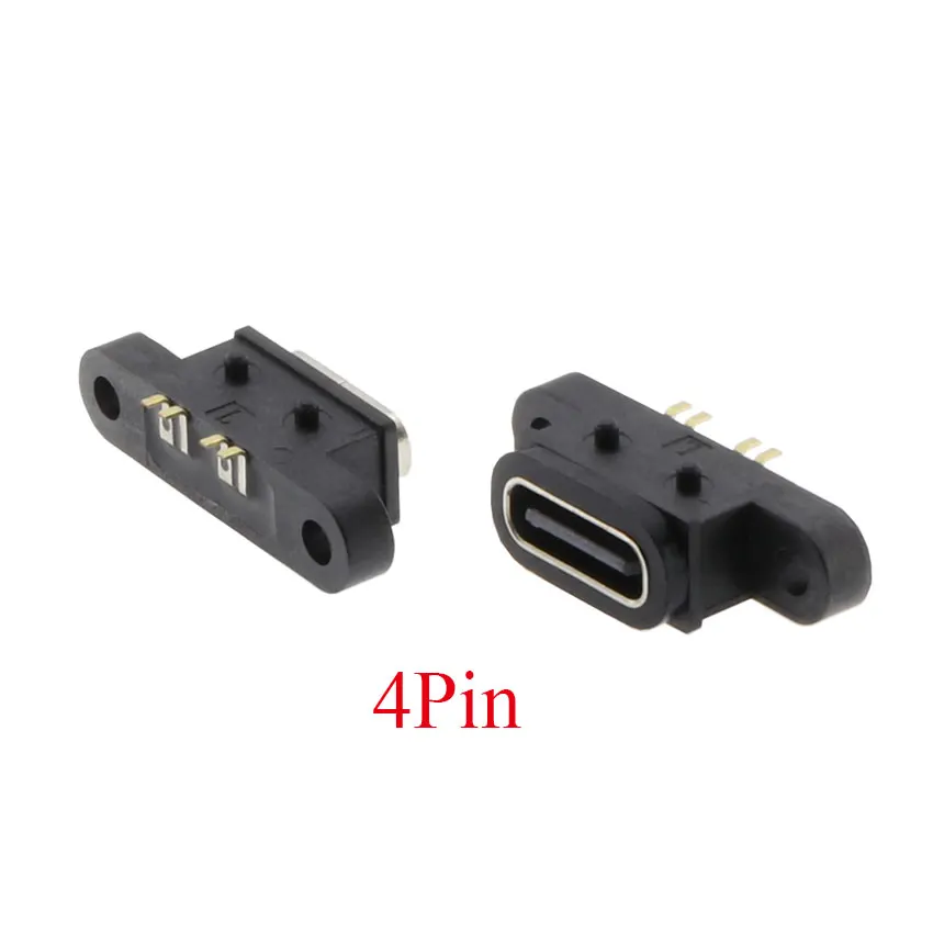 5pcs TYPE C 2/4/6/16Pin Waterproof Female USB C Socket Port with Screw Hole Fast Charge Charging Interface 180 Degree Connector