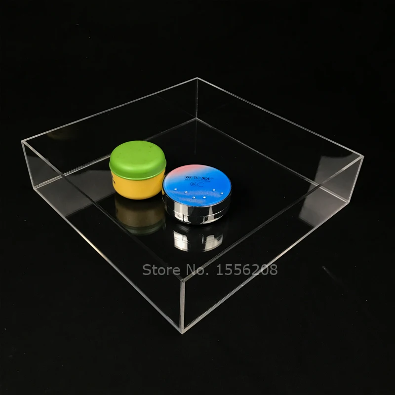 Square 250x250x60mm Clear Acrylic Storage Trays Without Handle For Beverage Fruit Cupcake Jewellery Accessories