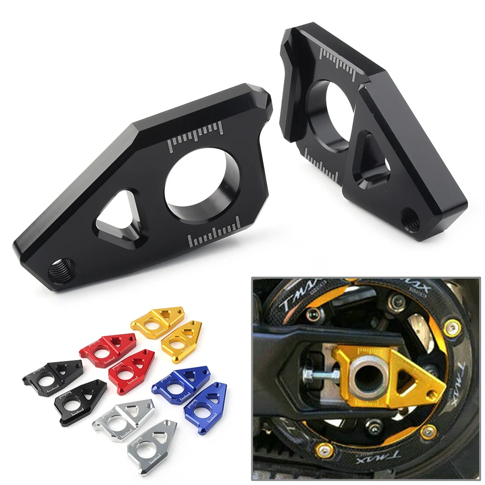 2pcs Motorcycle Axle Spindle Chain Regulator Adjuster Blocks For Yamaha FZ1 / YZF R1 2006-2015 & TMAX 530 / FZ8 2012-2015