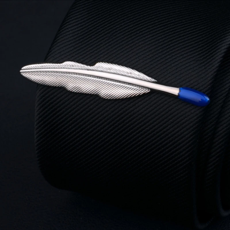 Feather Shape Men Tie Clip Business Men Necktie Glasses Metal  Clip High Quality Cufflinks Tie Pin  Men Suits Wedding Gift