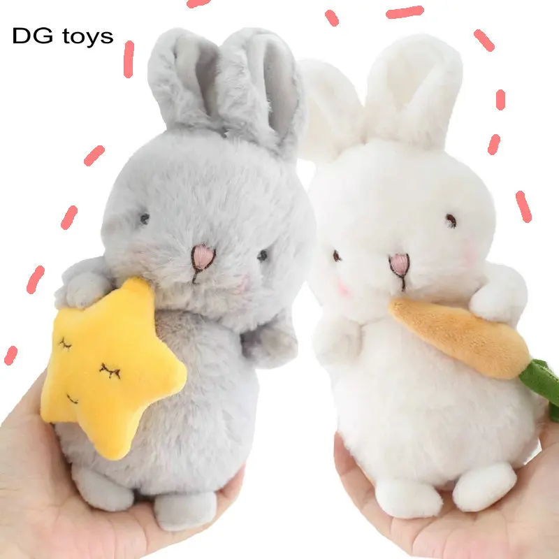 DG Toys Cute Fluffy Hair Angora Rabbit Plush Toy Long Plush Hug Star Carrot Short Ears Bunny Plushies Birthday Gift