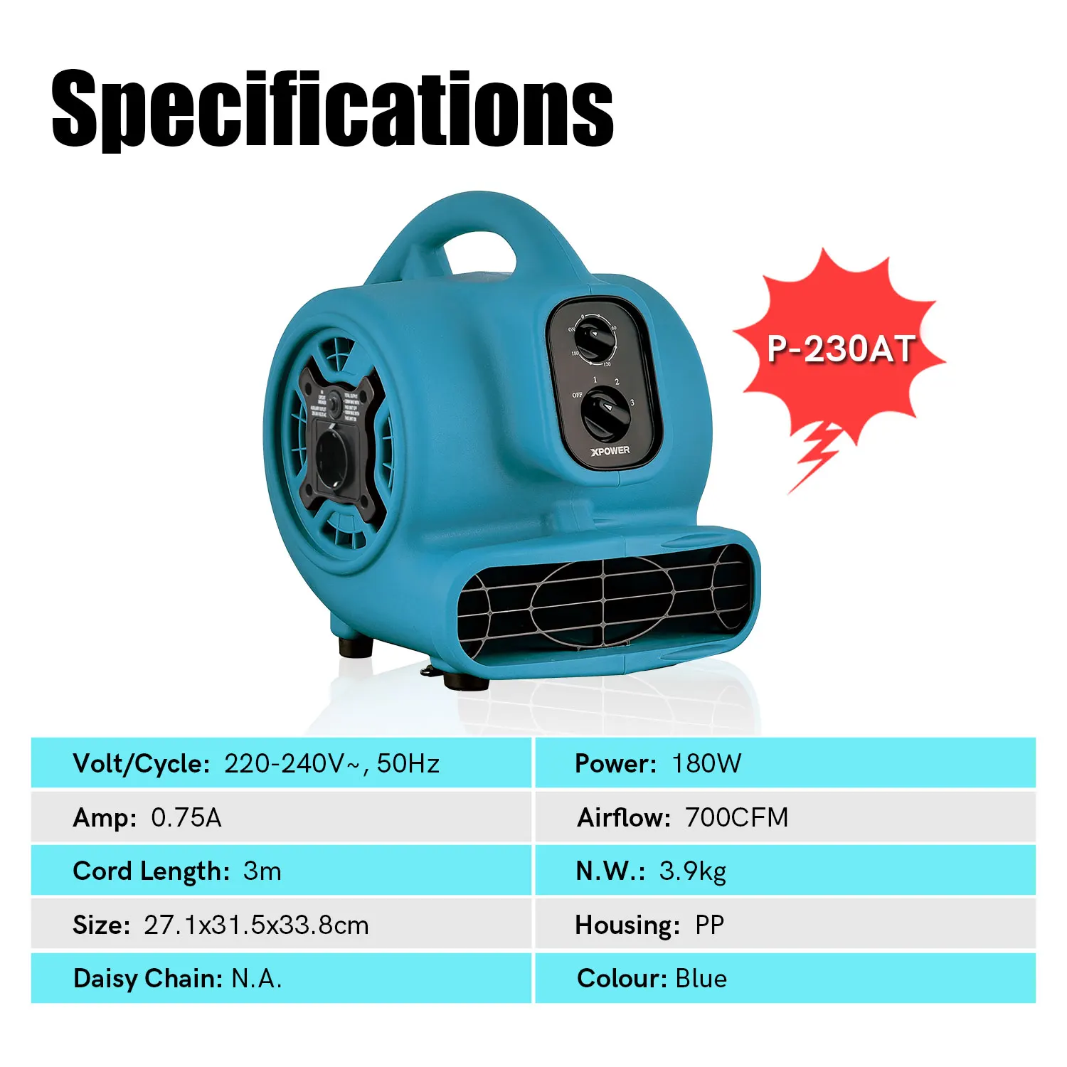 XPower كبير قوي مايتي محرك الهواء مجفف السجاد مروحة أرضية فائدة منفاخ الهواء في الهواء الطلق منزل فندق سوبر ماركت منفاخ صناعي