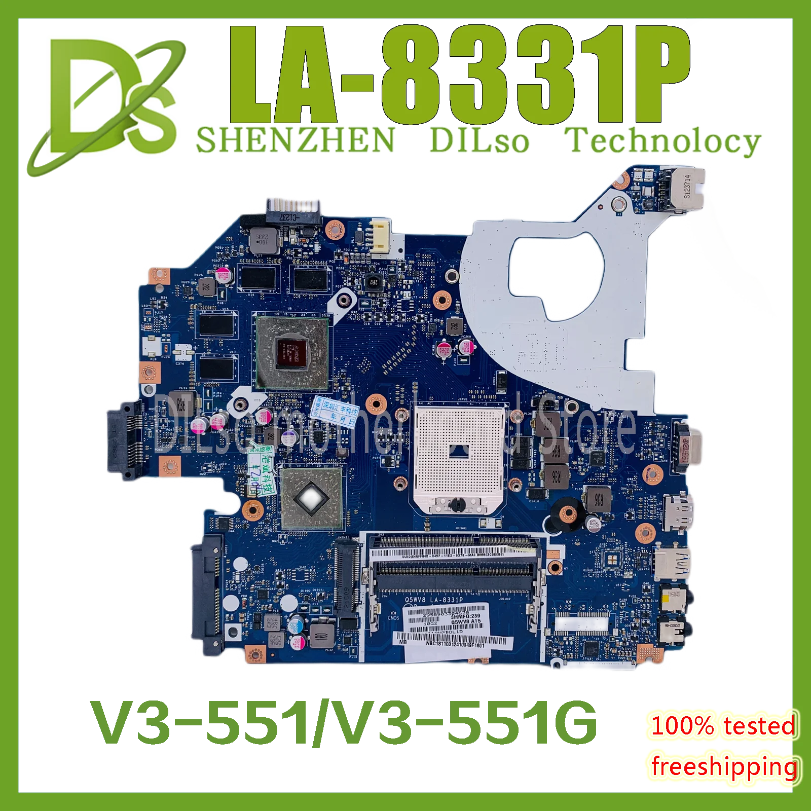 KEFU NBC1811001 Q5WV8 LA-8331P MAINboard For Acer Aspire V3-551G V3-551 Laptop Motherboard DDR3 Radeon HD 7670M 100% test OK