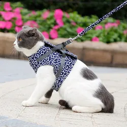 Cat Vest Harness and Leash Set Escape Proof Cat Japanese Style Harness for Outdoor Walking Pet Accessories Japanese Cat Collar