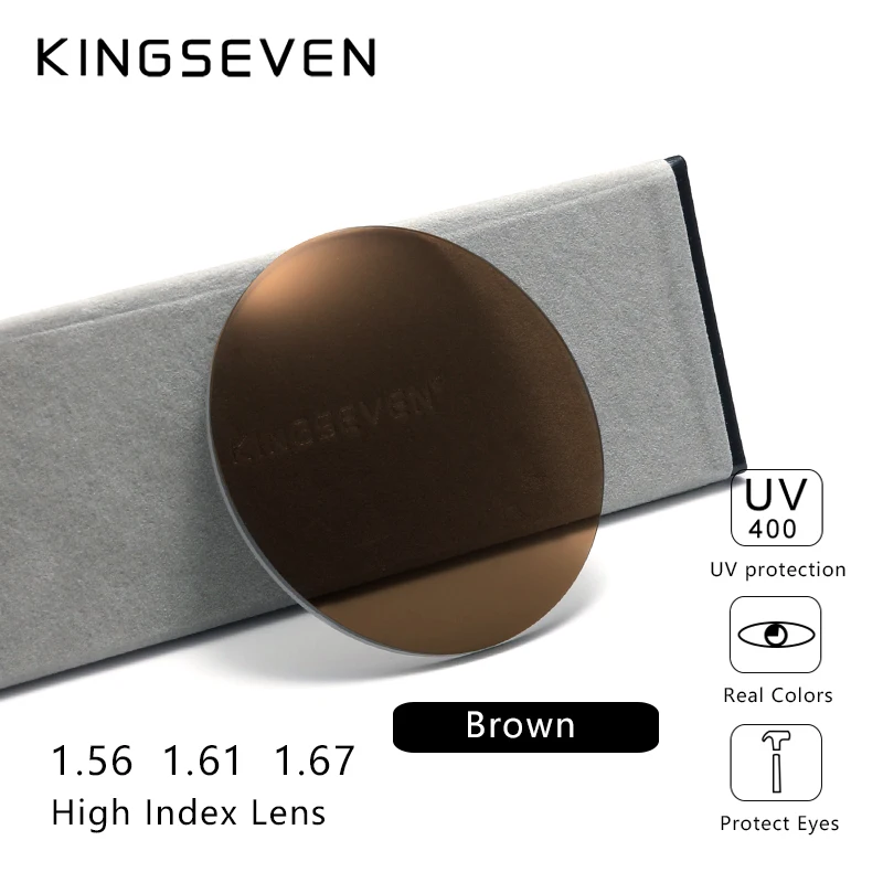 KINGSEVEN Prescription Series Gray Brown Lens 1.56 1.61 1.67 CR-39 Resin Aspheric Glasses Lenses Myopia Presbyopia Optical Lens