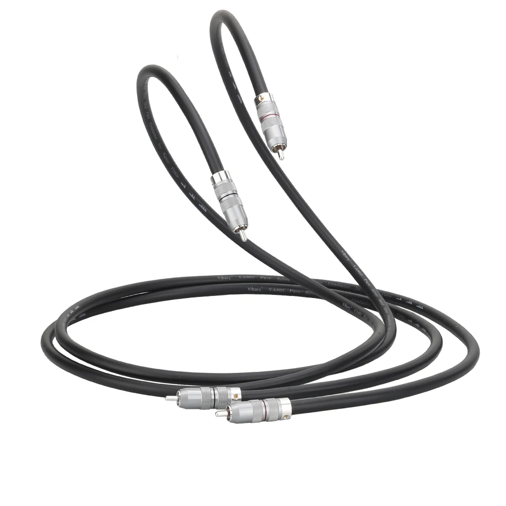 New Viborg VA803 High-End Pure Solid Silver Premium Audio Interconnect Cable Phono to Phono Stereo Analogue Interconnect Cable