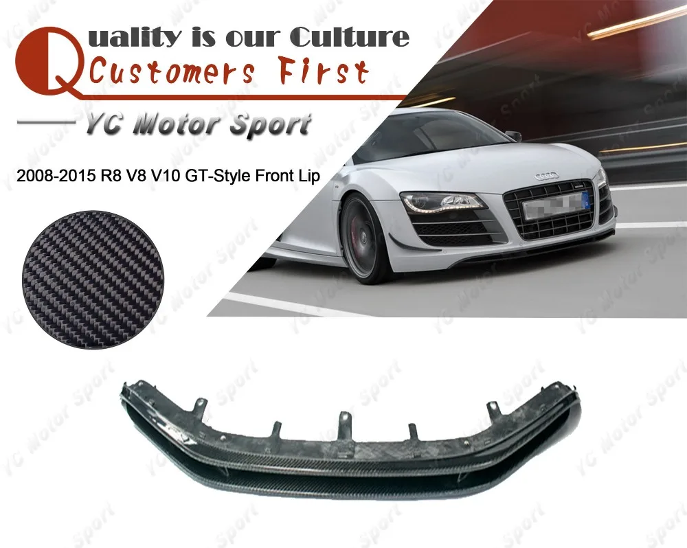 

Car Accessories Carbon Fiber GT-Style Front Lip Fit For 2008-2015 R8 V8 V10 Front Bumper Lower Splitter Lip