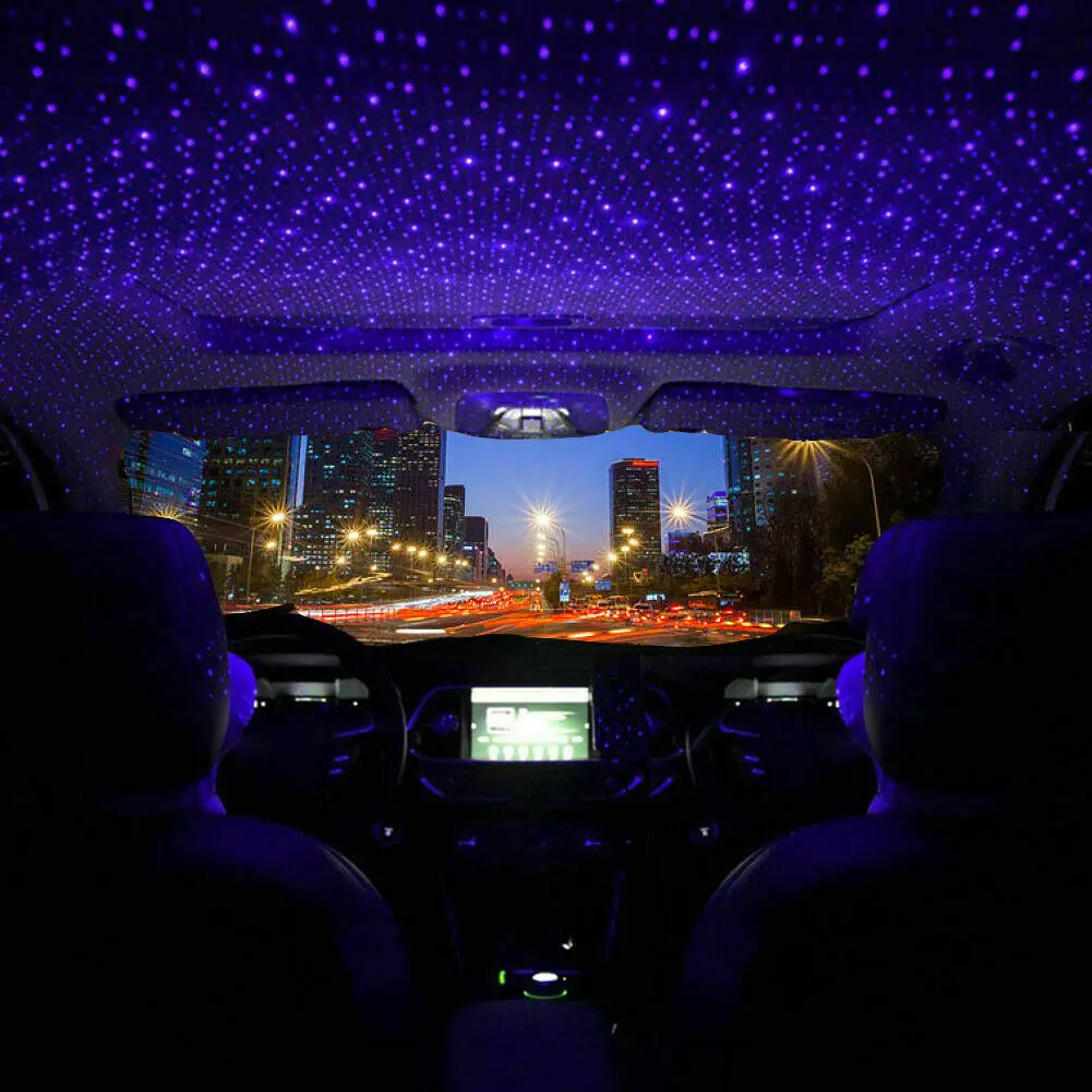 1 Pcs LED Atmosphere Car Roof Star Night Lights Projector Light Interior Ambient Night Starry Sky USB LED Decorative Lights