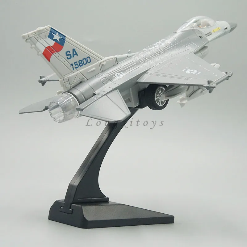 1:87 Diecast Plane Model US F-16 Jet Fighter Pull Back Toy With Sound & Light