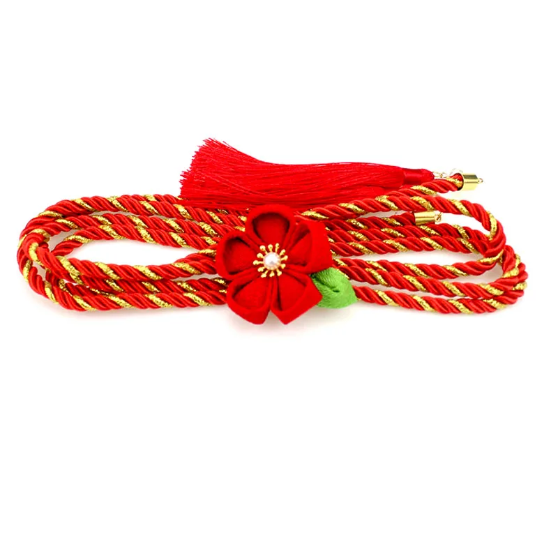 Obi Obijime Cord Japanese Style Kimono Yukata Sash Red Pink White Tassel Belt Classic Formal Ceremony Traditional Vintage