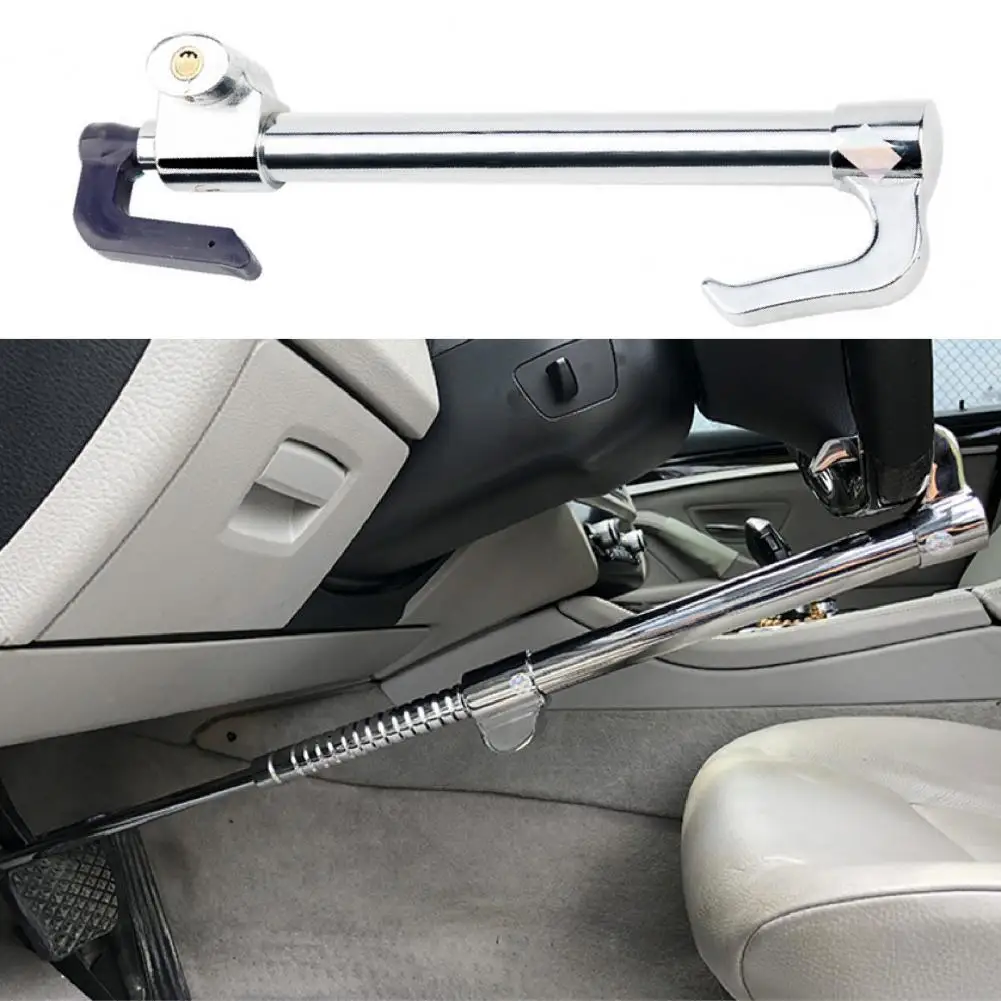 Steering Wheel Lock Portable Hook Shaped Heavy Duty Anti-Theft Steel Clutch Lock Special Three-section Lock for Car Truck Buses