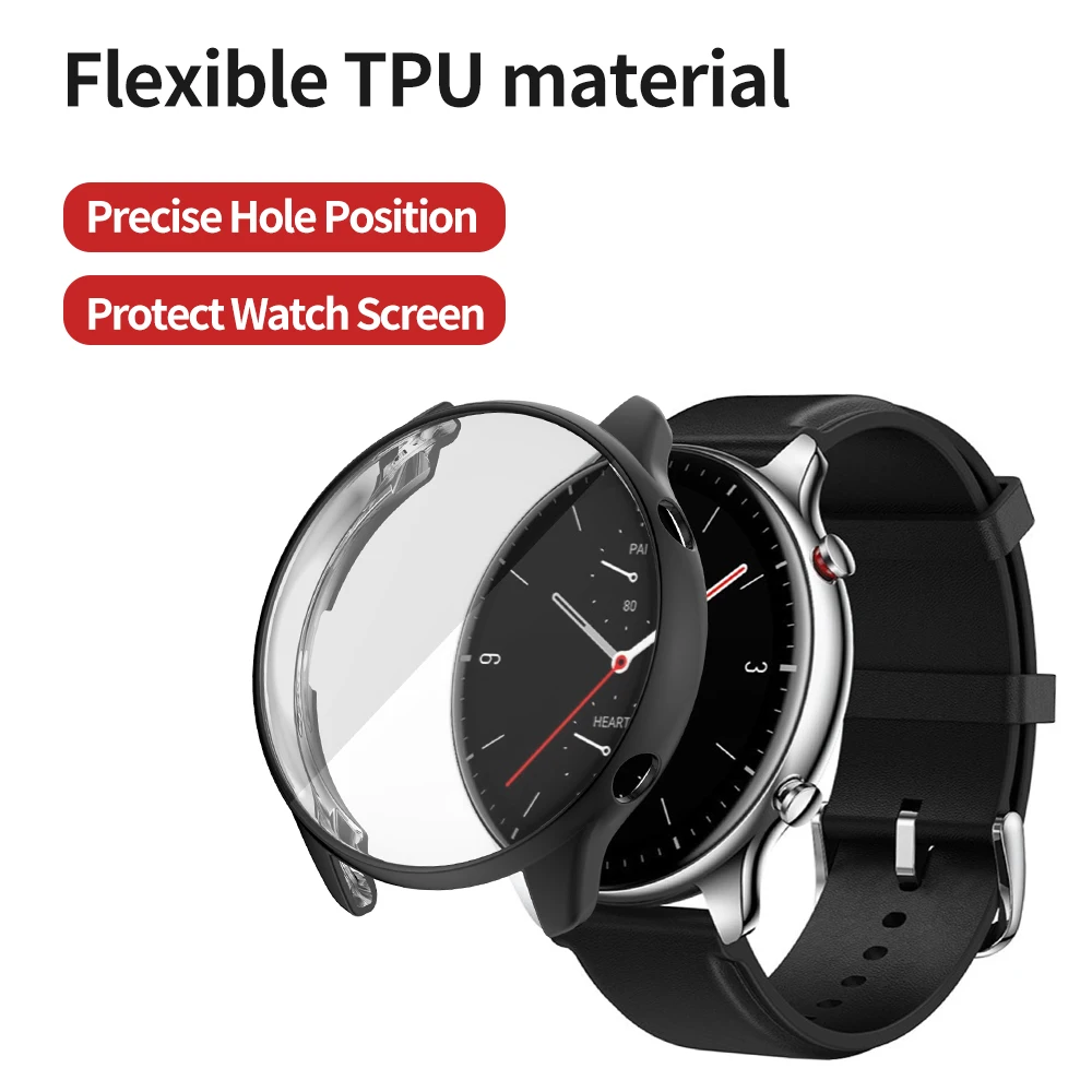 TPU Zacht Volledig Scherm Glas Protector Case Shell Rand Frame Voor Amazfit GTR 2/2e GTR2/e Smartwatch GTR2e Beschermende Bumper Cover