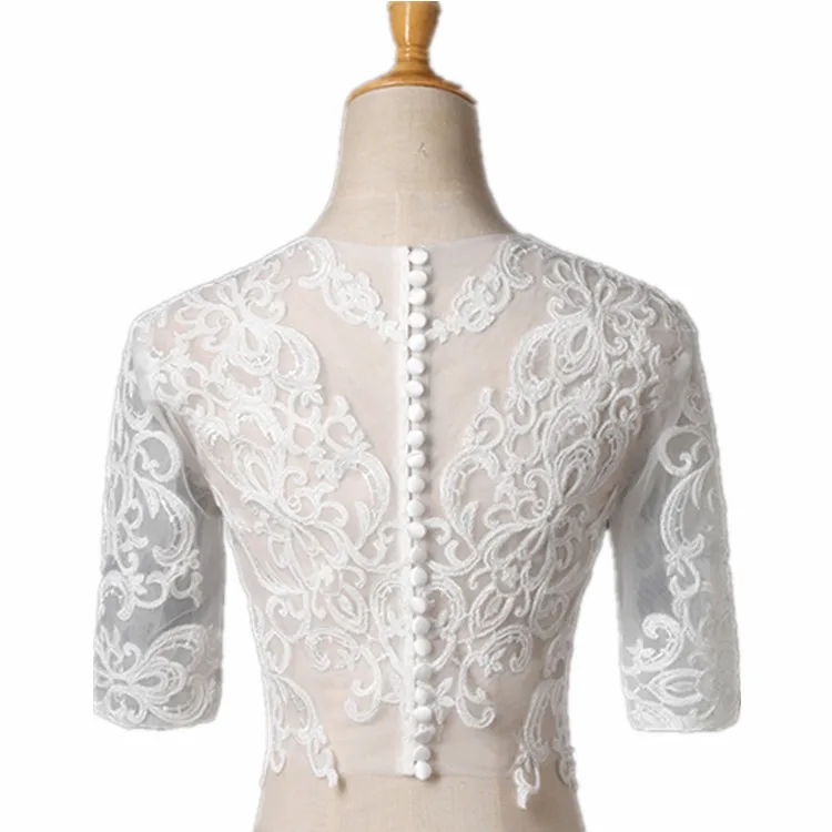 Bolero da sposa in pizzo con perline Giacca bolero da sposa Nuova giacca da sposa in pizzo con maniche a 3/4 Giacca da sposa da donna