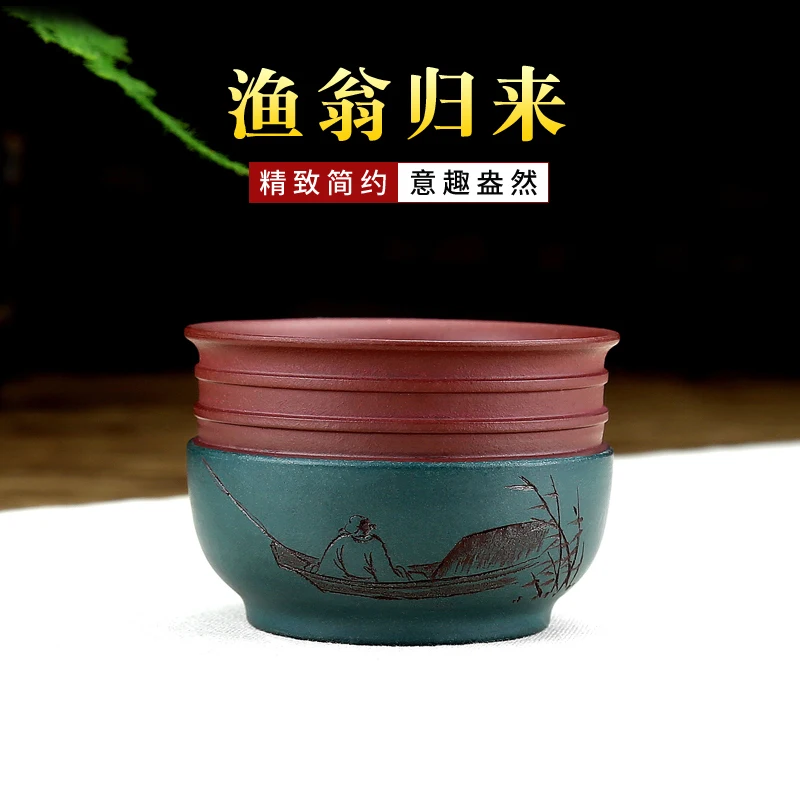 |Taofu purple sand tea cup tea cup famous artist Chen Hongjun handmade Master Cup small single cup Kung Fu small cup