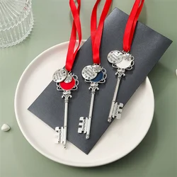 Magic Santa Key Santa Claus Door Key Ornament with Ribbon Bow for Christmas Decoration metal Jewelry