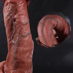 Consolador realista de silicona para mujer, pene Real, enorme ventosa grande, correa de 14,5-23cm, 5,7-9,06 pulgadas, juguete sexual femenino, tapón Anal