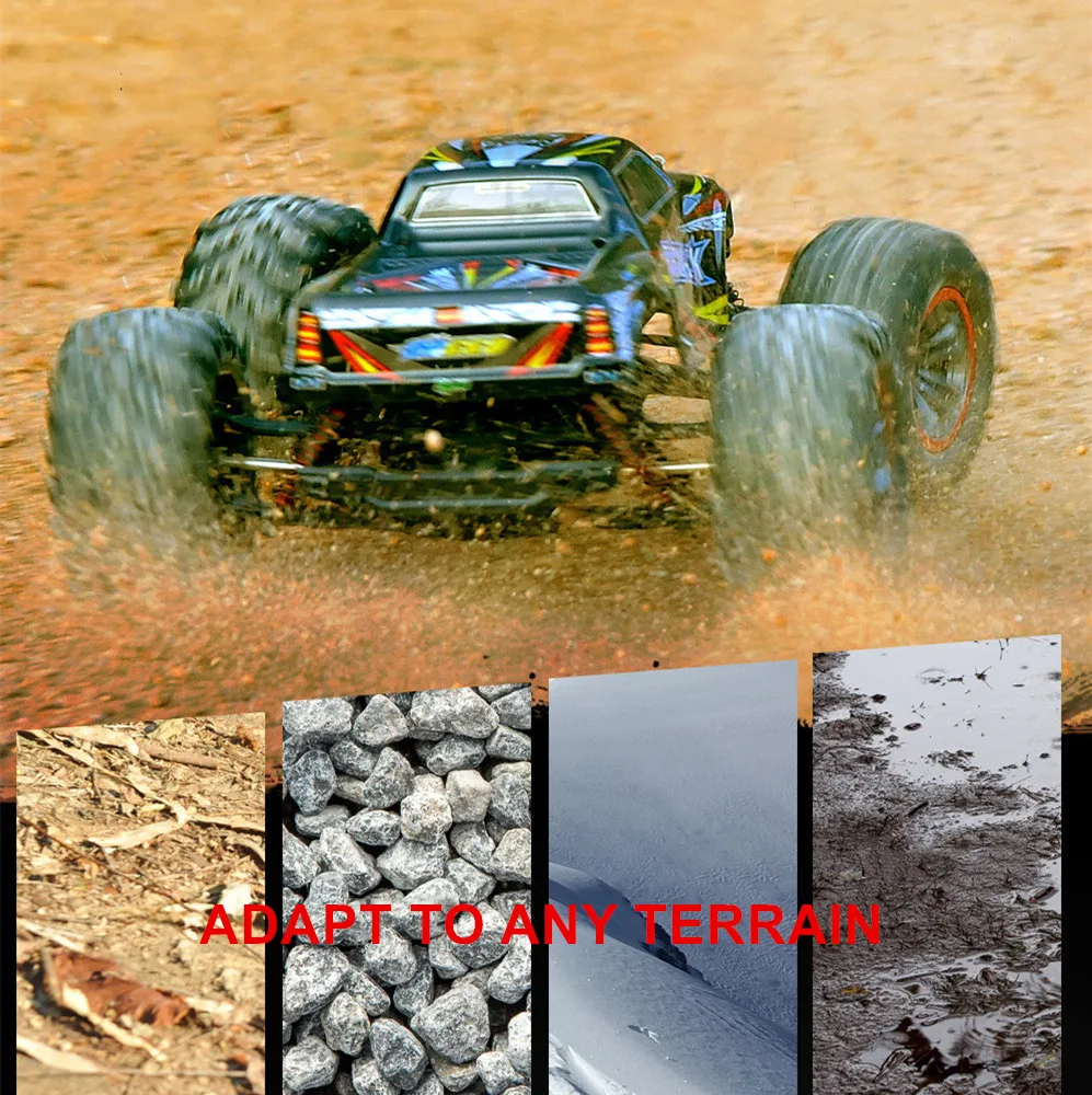 JTY Toys 1:10 RC Trucks 46km/h Dual Motor High Speed Remote Control Buggy Truck 4WD Bigfoot Climbing Off-Road Car Waterproof