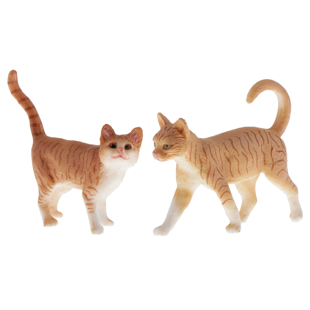 2pcs/set Cute Cat Figure Toys Realistic Cat Models Figurines Realistic Animal Model Cat Figurines Collectibles Toys Decor Toy