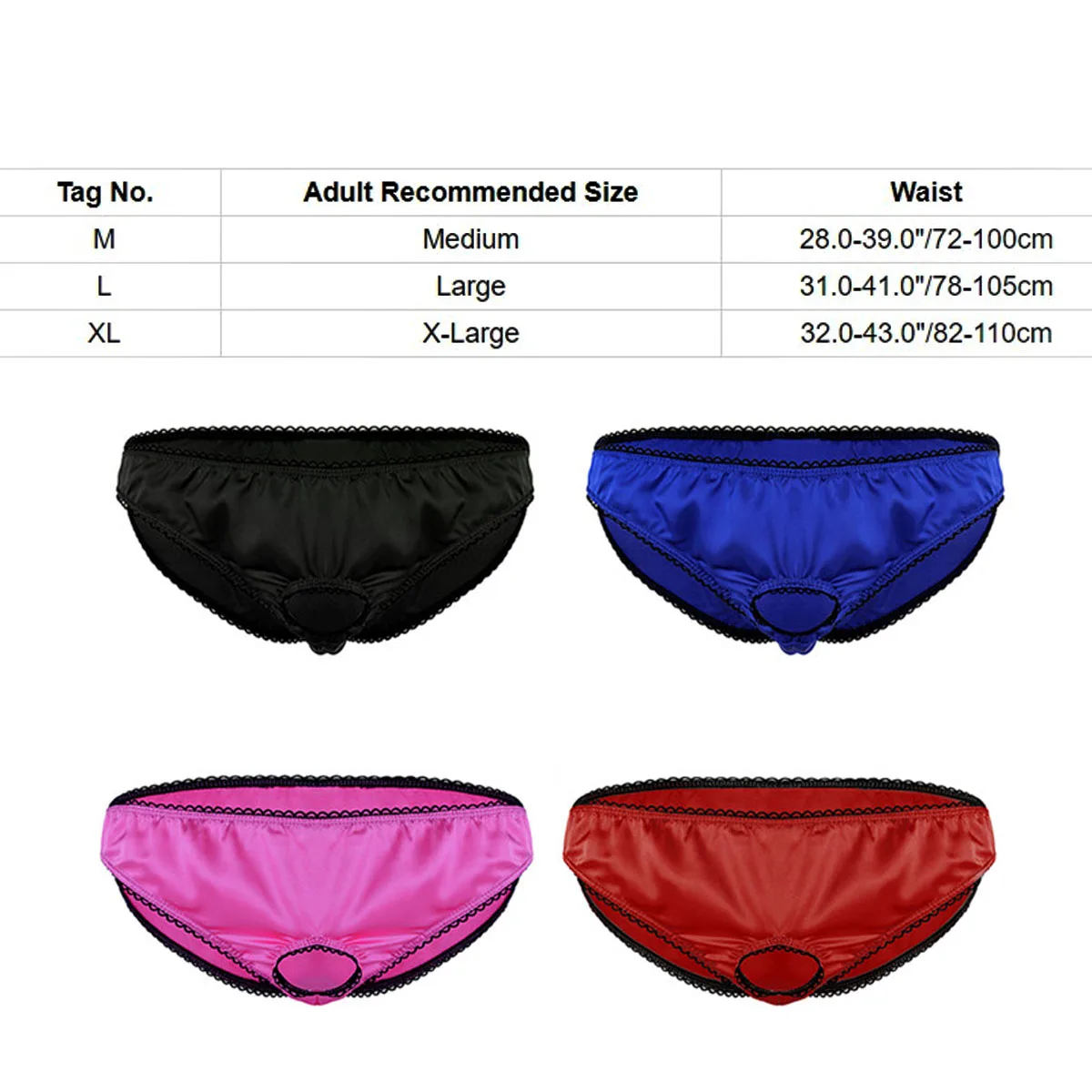 Men Crotchless Erotic Lingerie Open Penis Hole Soft Satin Low Rise Bikini Briefs Hot Sexy Sissy Panties for Male Gay Underwear