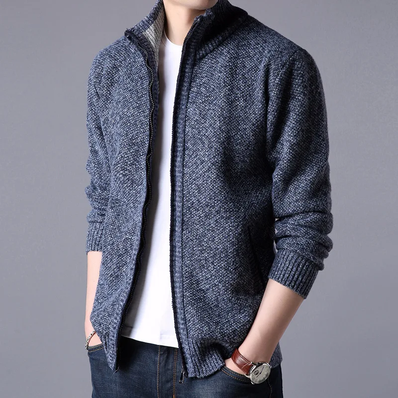 

MRMT 2024 Brand Men's Jackets Cashmere Knit Sweater Fashion Youth Solid Color Stand Collar Sweater Jacket Apparel