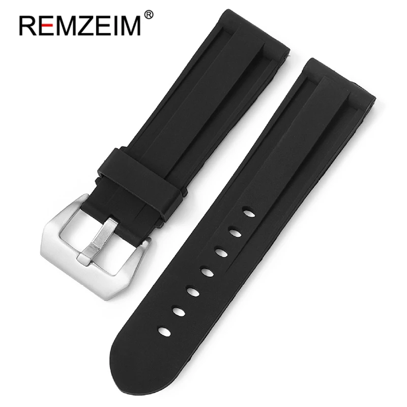 REMZEIM Soft Silicone Sport Watchband Red Black Blue Green Men Women 22mm 24mm 26mm Replacement Band Strap Watch Accessories