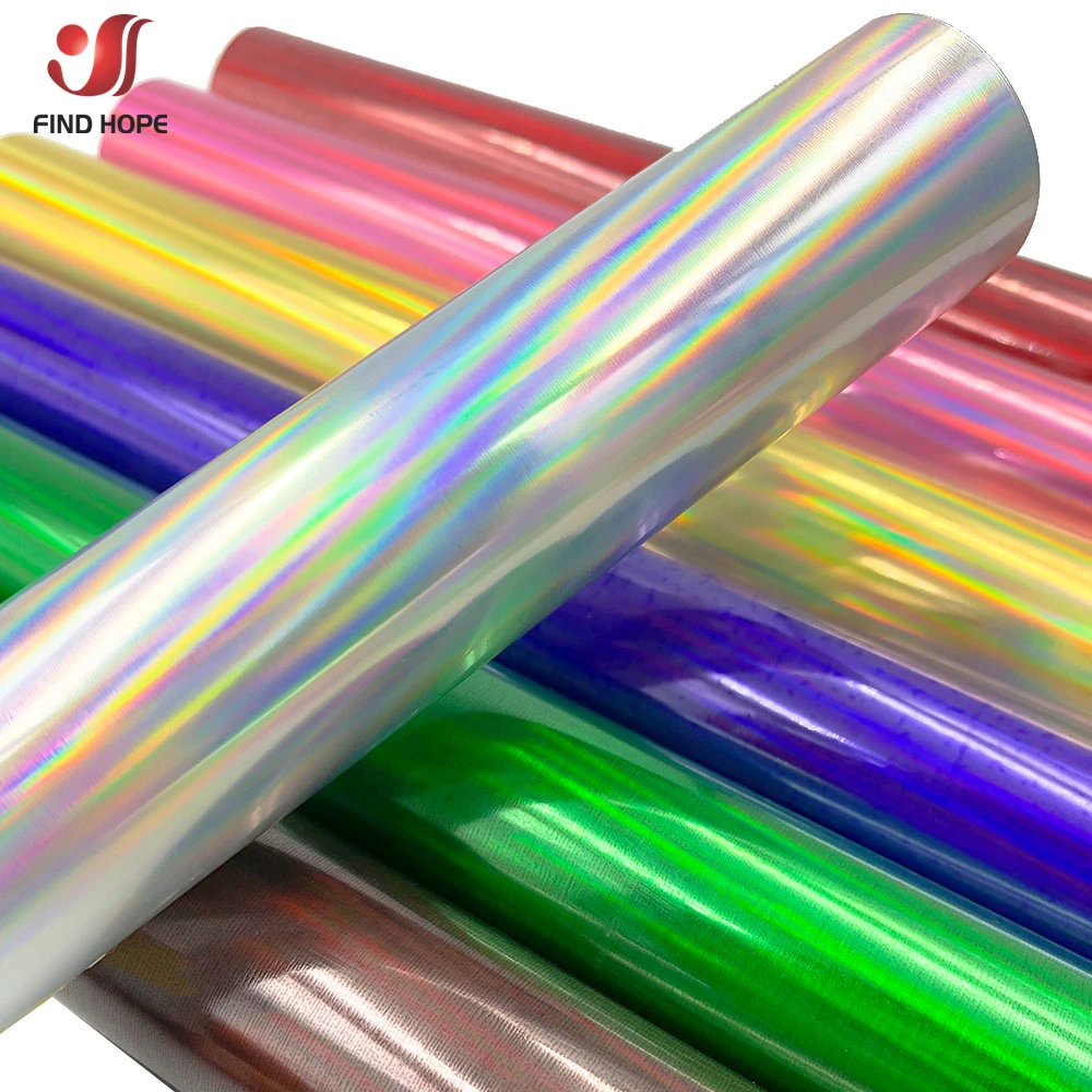PET Iridescent Hologram Heat Transfer Vinyl Iron on T-shirts Hot Press Cut Film HTV Printing for Garment Bags Dress DIY Decor