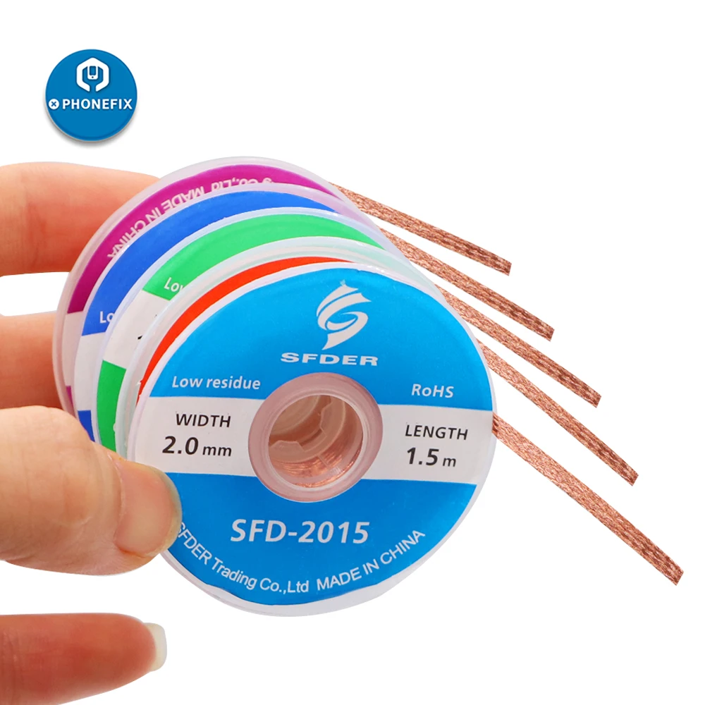 1.5Mm 2.0Mm 2.5Mm 3.0Mm 3.5Mm Lebar 1.5M Panjang BGA Desolder Braid Pengelasan Solder Remover Kawat Timah Fluks Alat Perbaikan