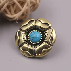 1 X Retro Brass Flower Conchos Screwback Classical Fashion Style Design Leather Bag Wallet Chain Button Rivet Studs