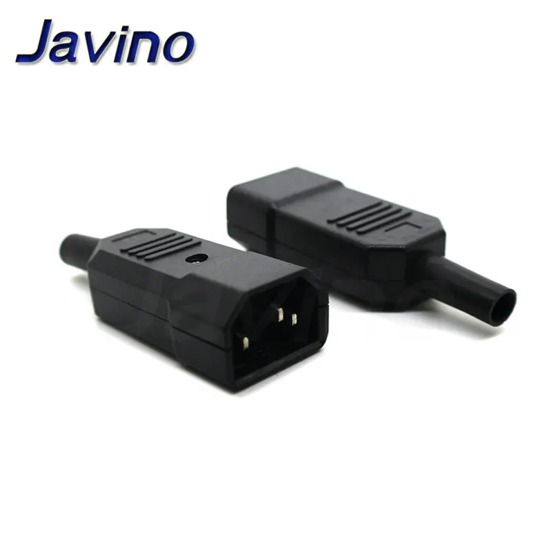 Straight Cable Plug Connector C13 C14 10A 250V Black female&male Plug Rewirable Power Connector 3 pin AC Socket
