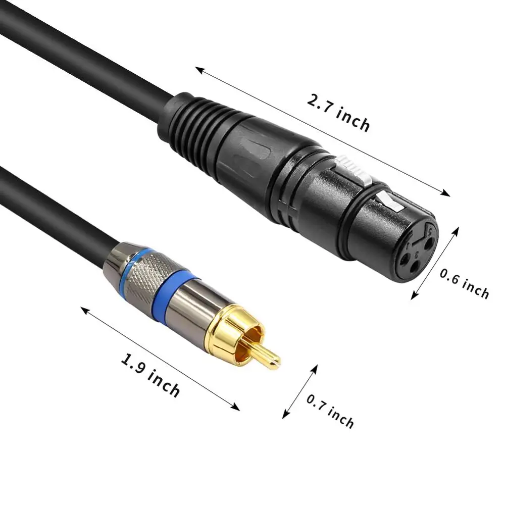 Bochara 2RCA przejście ze złącza męskiego na podwójne XLR żeński kabel Audio OFC AUX ekranowany do miksera wzmacniacza 1.5m 3m