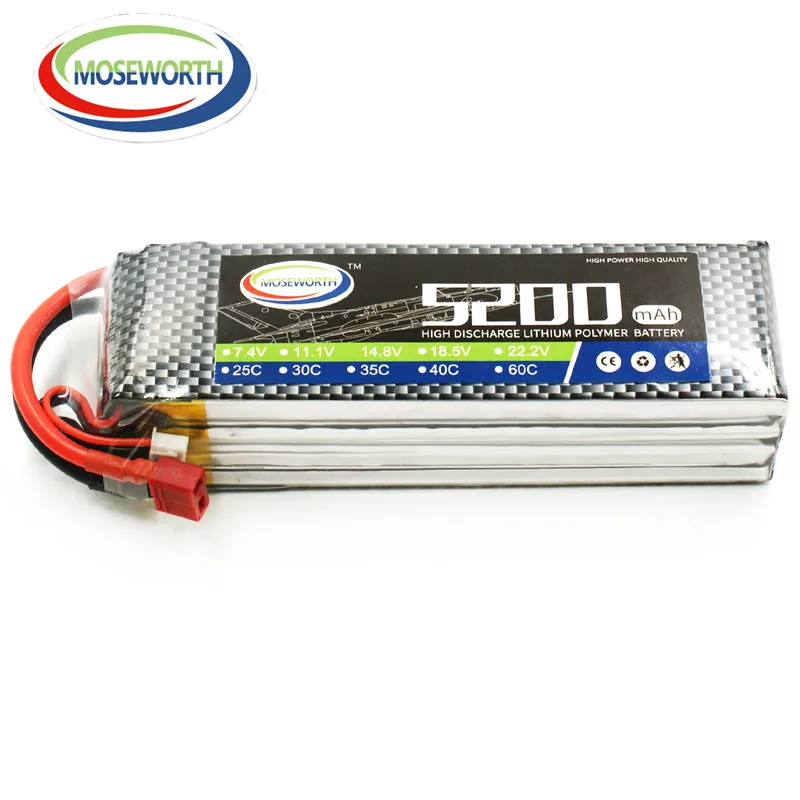 Rechargeable RC LiPo Battery 4S 14.8V 5200mAh 25C Max 50C For RC Airplane Car Boat Helicopter Tank RC Batteries LiPo  Toys