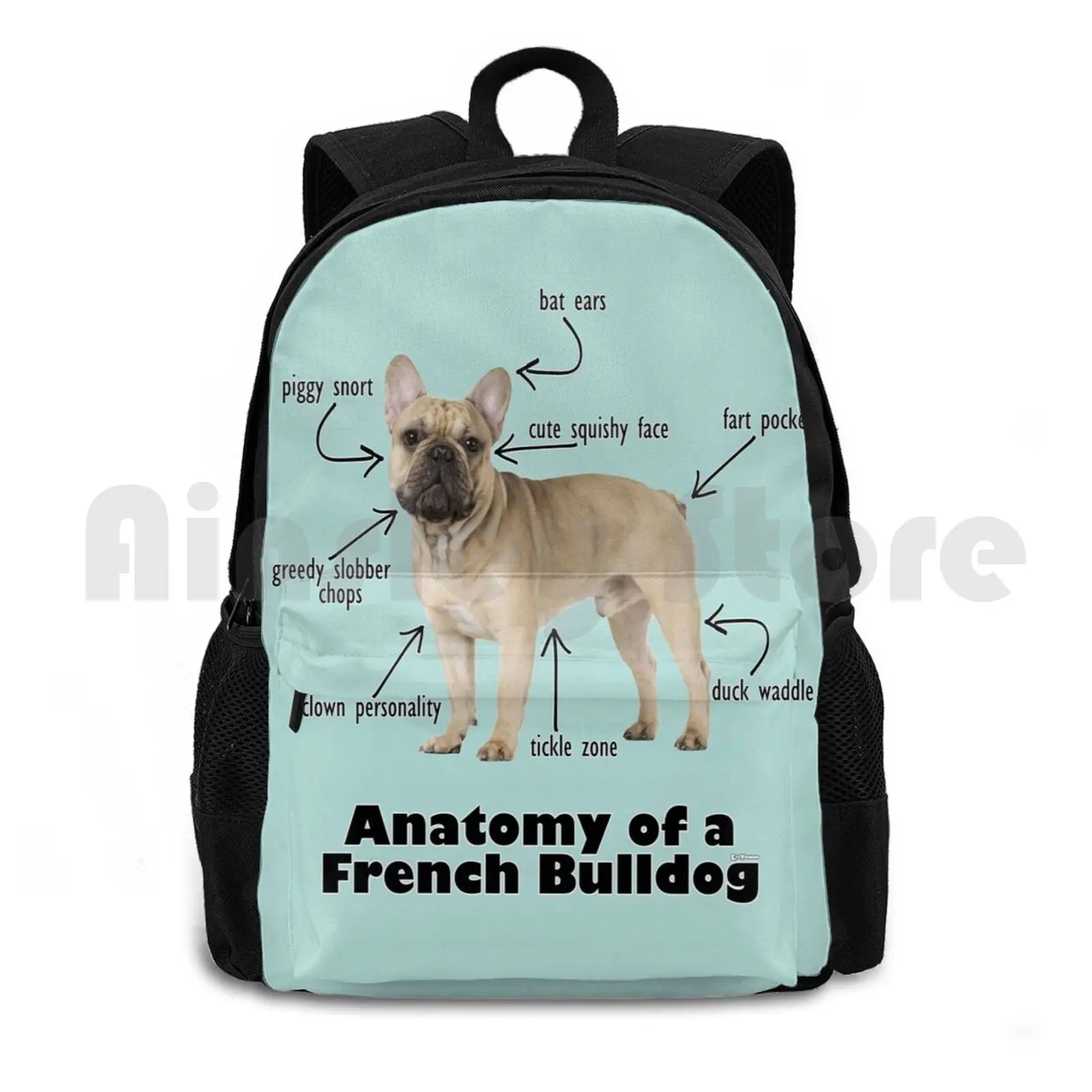 Anatomy Of A French Bulldog Outdoor Hiking Backpack Waterproof Camping Travel Dog Frenchie Cute Anatomy Bulldog Bully French