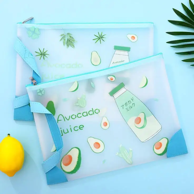 New Arrival 1PC Waterproof TPU Avocado A4 A5 File Folder Paper Organizer Storage Bag Protective Handbag Office School Stationery