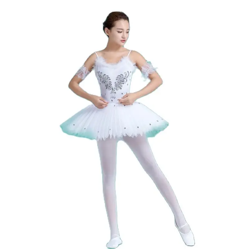 O novo adulto dança ballet saia roupas corpo saia estilingue branco tutu pouco swan traje vestidos de dança roupa de dança T-8