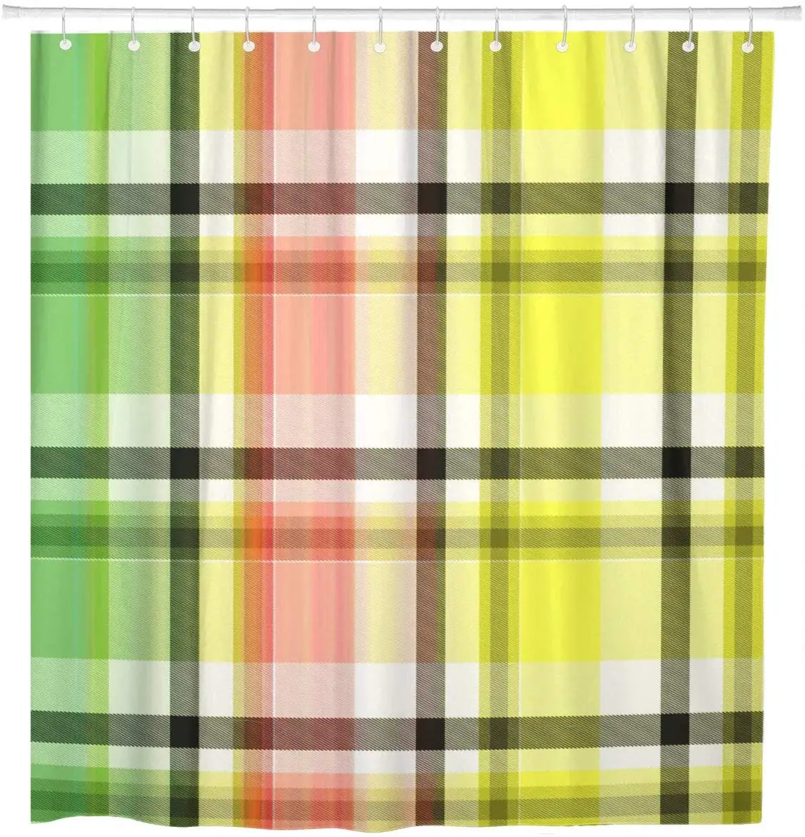 Plaid Colorful Tartan Scottish Woven Abstract British Check Shower Curtain Waterproof Polyester Fabric 72 x 78 Inches Set