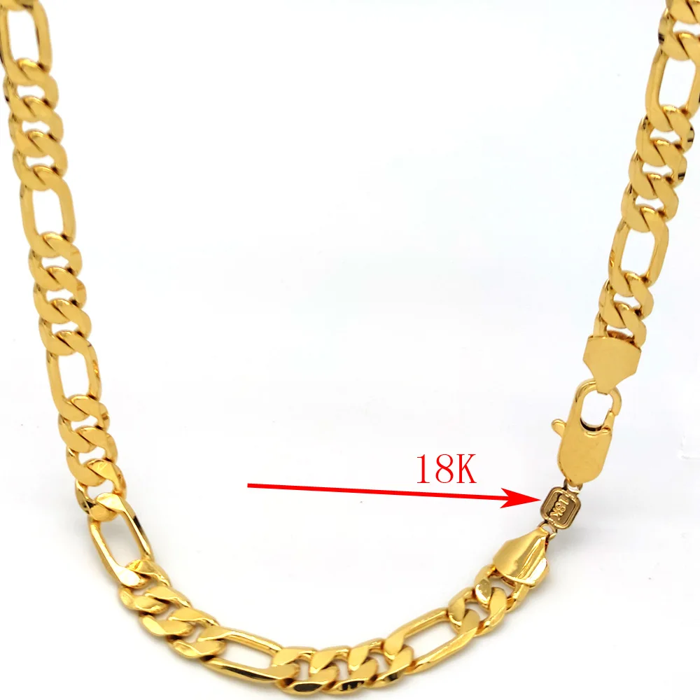 Mens 18 k Stamp Solid Gold GF Ltalian Figaro Link Chain Necklace 10 mm * 600 mm 24 inch