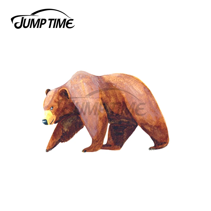 Jump Time 13 x 7.6cm For Brown Bear Water Colour Car Stickers Windshield Cartoon Decal Laptop Motorcycle Car Styling