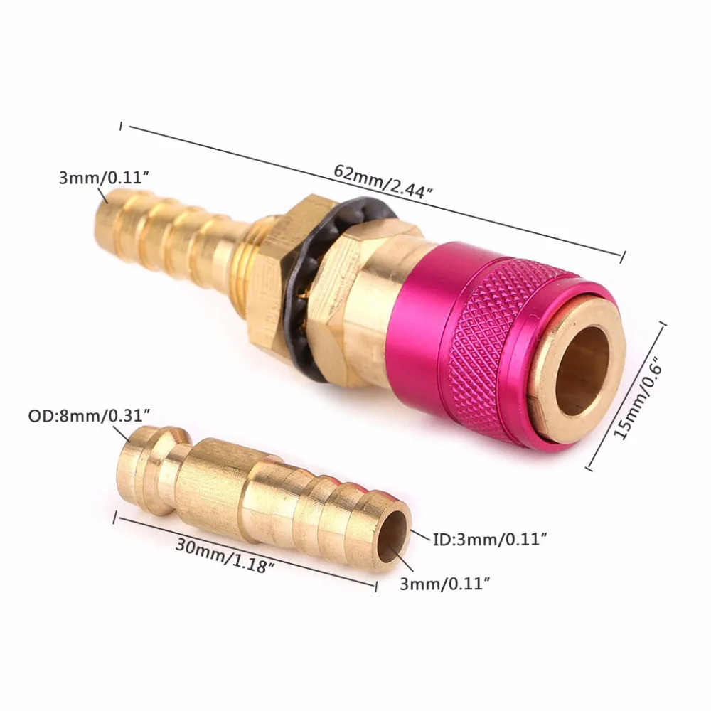 6mm 8mm 10mm Water Cooled Air Cooled Gas Water Adapter Quick Connector Fitting For MIG TIG Welding Torch Plug