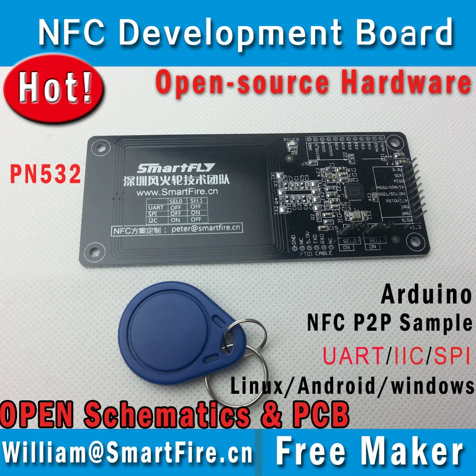 NFC / RFID Module PN532 Development Board Evaluation Boards Reader with Transparent White Card