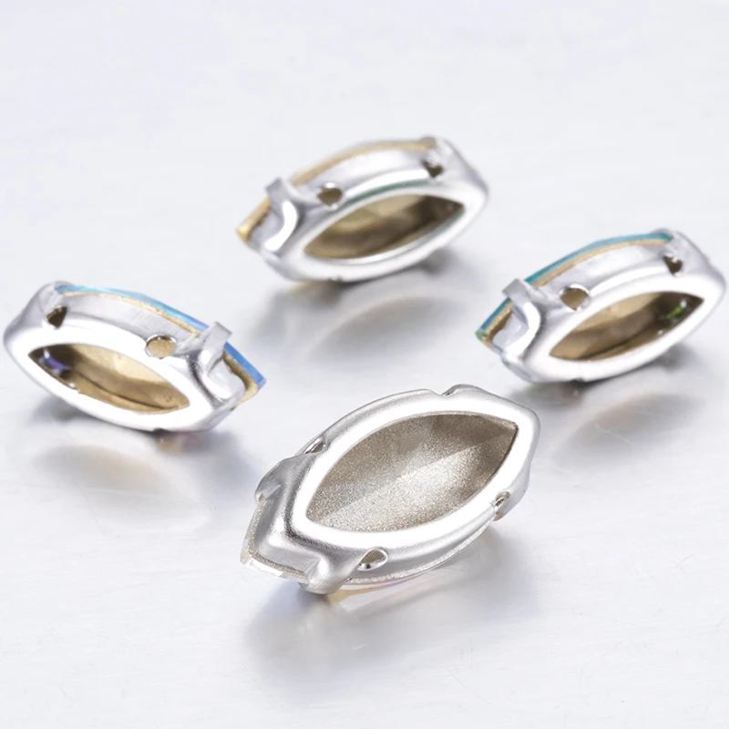 Juego de diamantes de imitación con forma de ojo de caballo, juego de piedras para coser, hecho a mano