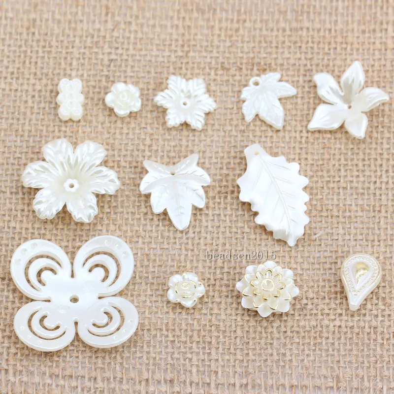 50pcs Flower/ Rose shapes Sew ON Flatback ABS Imitation Pearl spacer beads for jewelry making  necklace earring DIY headdress