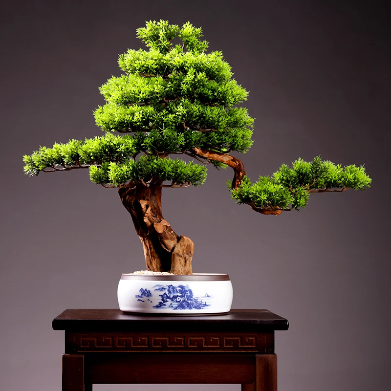 Living room welcome pine plant bonsai decoration indoor desktop simulation green plant bonsai hotel decoration art