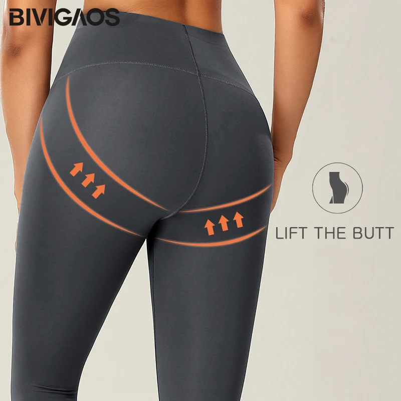 BIVIGAOS nuovi Leggings in pelle di squalo a vita alta sollevamento sottile la natica Leggings da allenamento Slim All-match Leggings da corsa Fitness elasticizzati