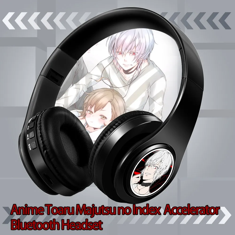 Cosplay Anime Toaru Majutsu No Index Accelerator Wireless Bluetooth Headset Over Head Sport Mobile Phone Headphones with FM Mic